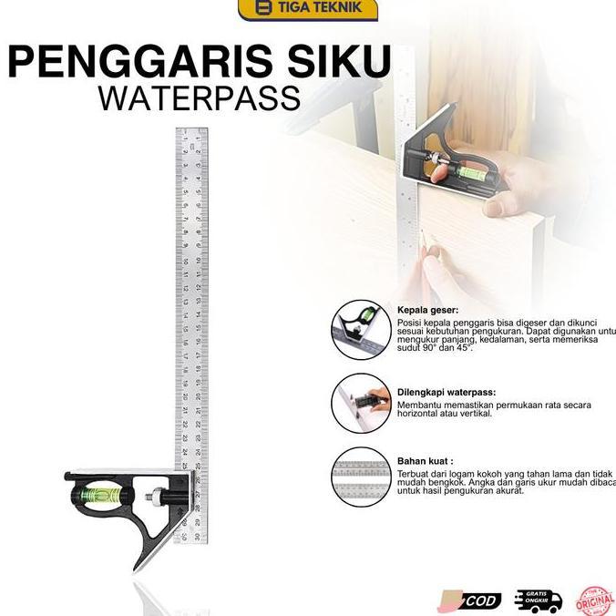 Penggaris Siku L Tukang Waterpass Penggaris Tukang