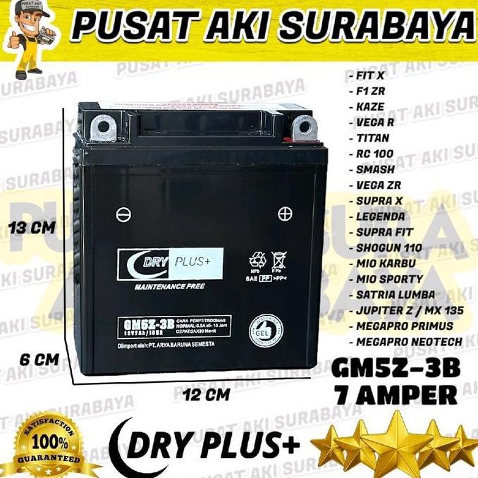 Promo ACCU KERING DRYPLUS GM5Z 7 AMPER AKI KERING MOTOR MIO SPORTY MEGAPRO GRAND LEGENDA SHOGUN 110 