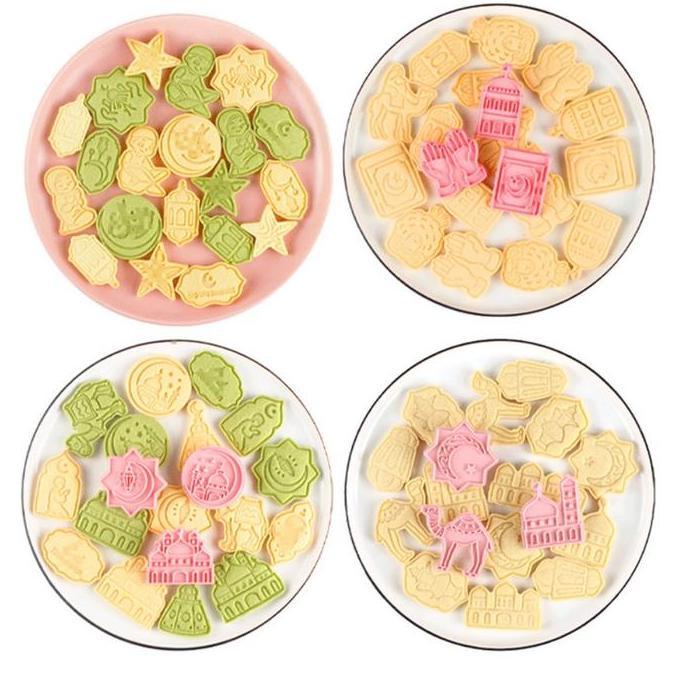 XOHIMA 6PCS Cetakan Kue Kering Idul Fitri Cetakan Kue Kering 3D Cetakan Kue Kering Cetakan Kue Alat 