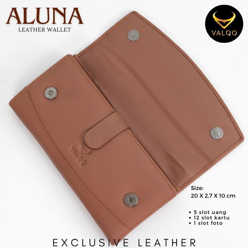 Ready Stock Valqo Aluna Dompet Kulit Kulit Sapi Dompet Wanita Perempuan Dompet Panjang Dompet Kartu 