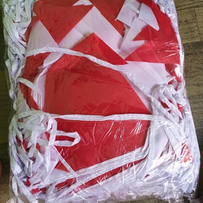 (20PIS) BENDERA KARNAVAL RENTENG MERAH PUTIH KAIN 90 meteran