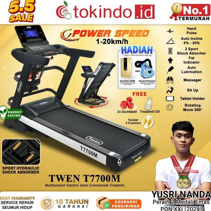 TWEN T7700 T7700M Treadmil Listrik Treadmill Portable Treadmill Multifungsi Treadmil Lipat Alat Olah