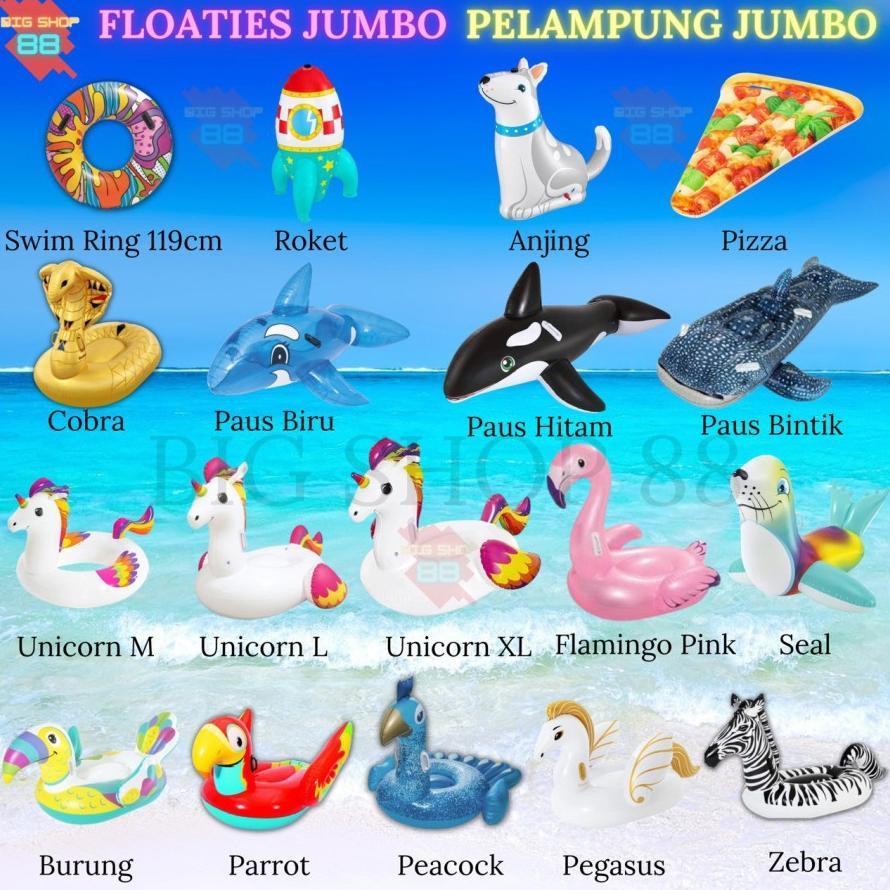 BESTWAY PELAMPUNG BAN RENANG JUMBO ANAK DEWASA RIDE ON BIG BESAR MEGA ANIMAL ANJING SEAL PAUS UNICOR