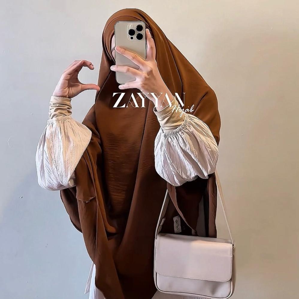 Zayyan. French Khimar Mecca Crinckle Size L & Xl Premium Hijab Dijamin Bagus