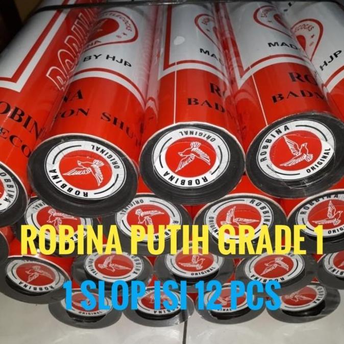 Indahshopseller - Kok Robina Putih Grade 1 Bulu Bulat Kualitas Bagus Shuttlecock Badminton Bal Bulut