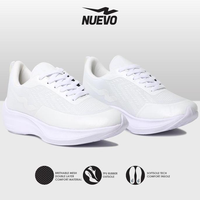 Nuevo | Sepatu Running Pria Nuevo Velocity Sneakers Putih Lari Jogging Outdoor