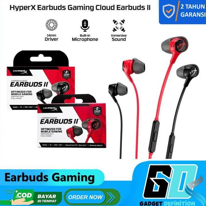 hadiojaya_ - hyperx cloud earbuds ii / earbuds 2 gaming earbuds with mic