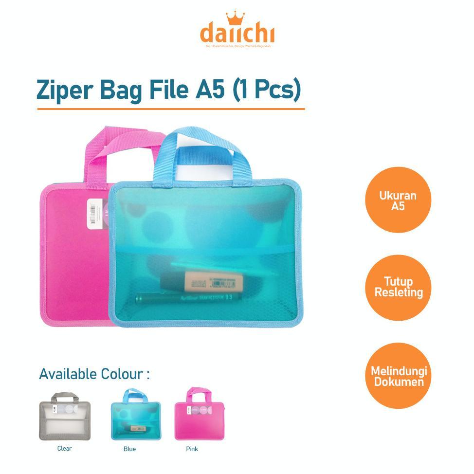 Map Plastik Resleting Zipper File A5 Daiichi POP Termurah