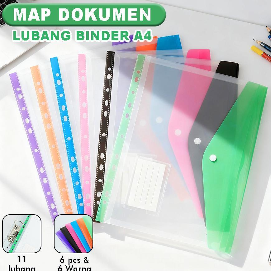 Map Dokumen A4 Lubang Binder 11 Hole Plastik Transparan Folder Amplop Kancing WJJ-0514 Termurah