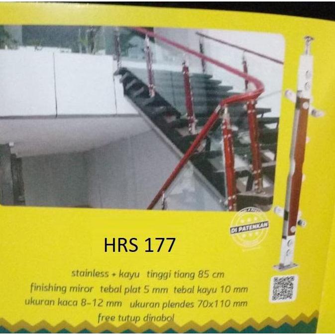 Tiang Railing Stainless Motif Kayu Glass Partition Hand Railing Stud