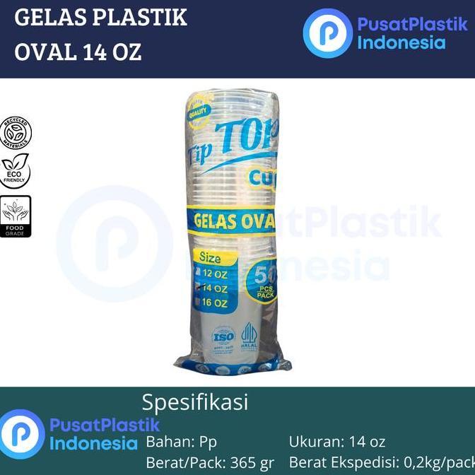 Gelas Plastik Oval 14oz Isi 50pcs / Gelas Oval / U Cup / Gelas Kekinian | Tutup Gelas 10oz 120z 140z