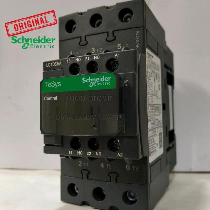 TERBARU - Kontaktor Contactor Schneider Lc1d65AD7 Lc1d65 Koil 42v Ac 3p