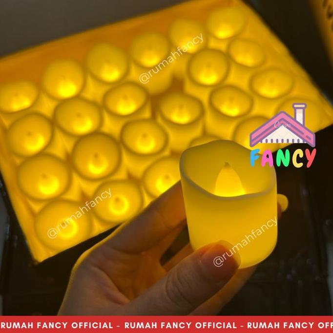 [GROSIR] 1 BOX ISI 24 PCS Lilin LED NATAL TERMASUK BATERAI PREMIUM / Lilin Lampu Elektrik Kuning