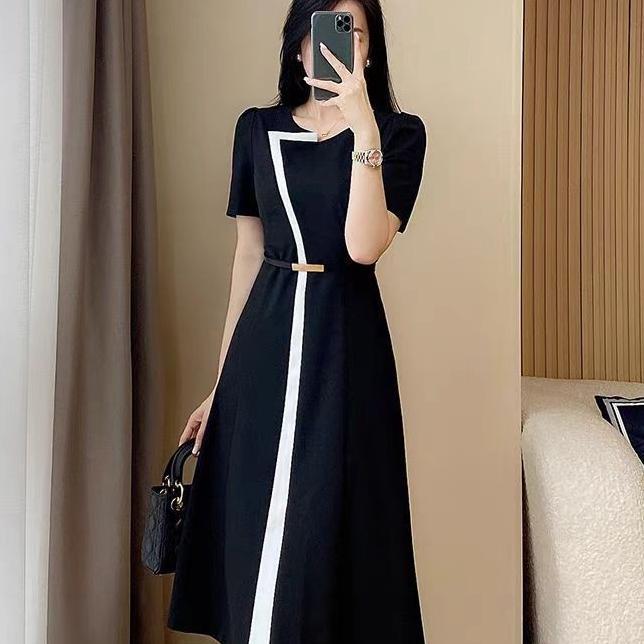 Dress Hitam Elegan Korea Terbaru/Casual Dress/Dress Pesta Putih Mewah
