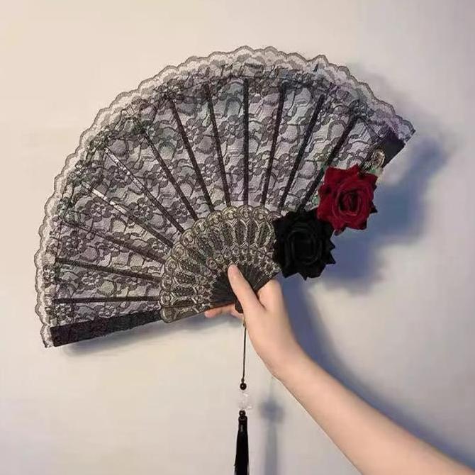 Kipas Lipat Cina Kipas Lipat Tangan Lace Retro Gaya Kipas Lipat Pesta Kipas Souvenir Pernikahan