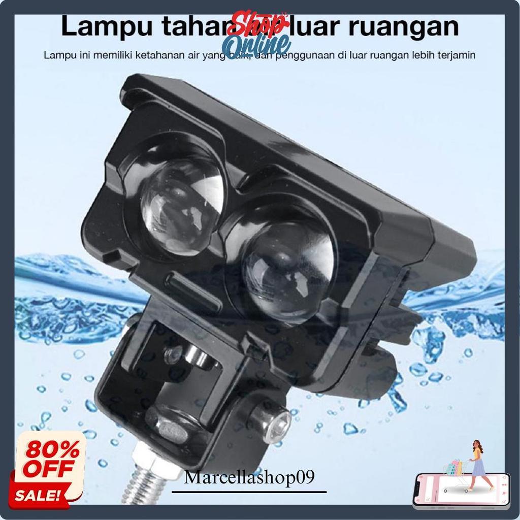 Acroder Lampu Tembak Sorot Motor Led Laser Gun 2 Mata Putih Kuning 2 Warna Super Terang Terbaik Di K