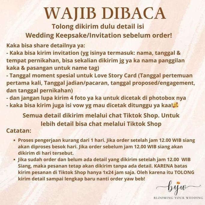 bloomingyourwedding KILAT 1 HARI Wedding Vows / Keepsake Invitation Aesthetic - Undangan Aesthetic W