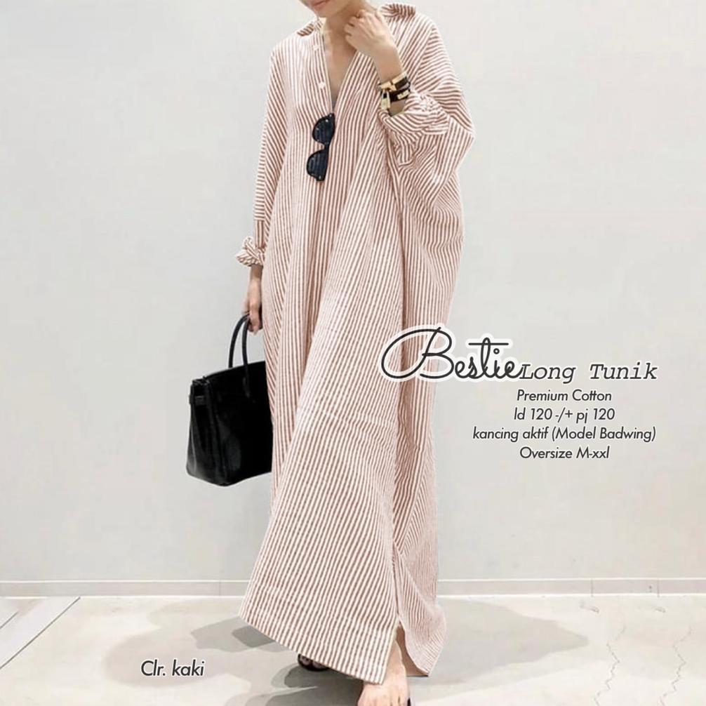 BestPromo Bestie Long Tunik/Tunik Korean Style/Tunik Wanita Hijab/Tunik Kekinian/Longtunik Terbaru/T