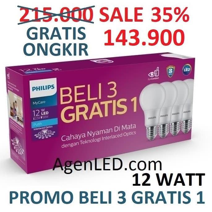 Philips Lampu Led 12W Bohlam 12 W Watt Putih Bulb Mycare Philip 12Watt