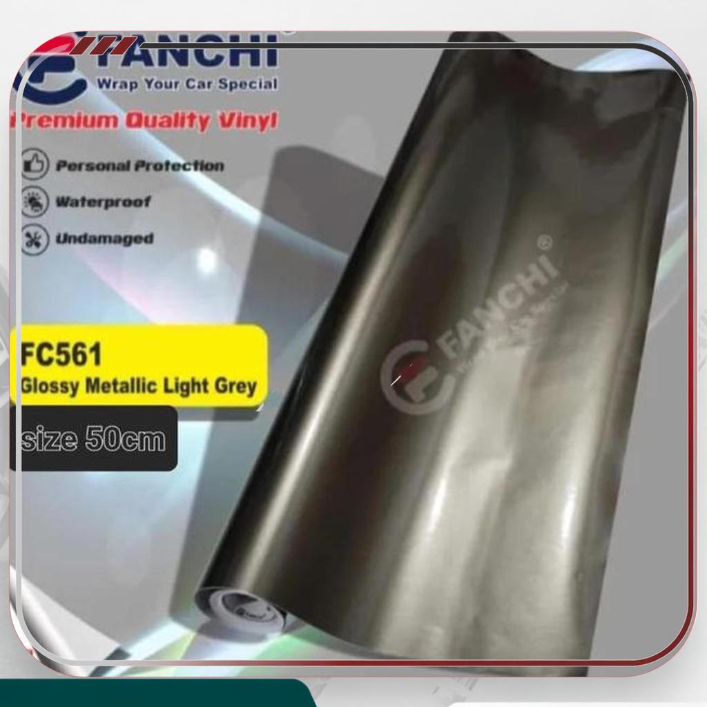 Roll Sticker Fanchi Fc561 Glossy Metallic Candy Light Grey 50Cm Roll