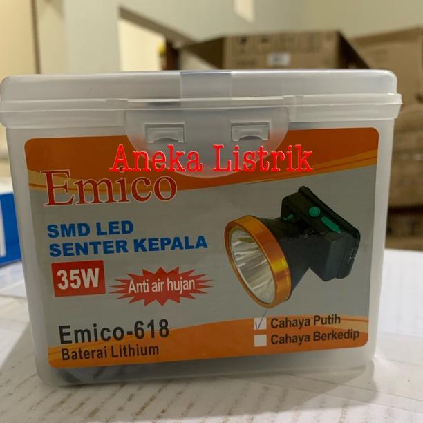 ALMASUPPLY SENTER KEPALA LED / HEAD LAMP 35W E-618 EMICO (WATER PROOF) KEPALA BESAR MURAH