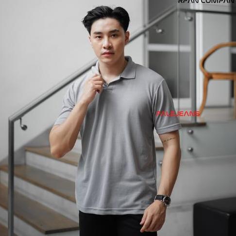 DV374 - PALEJEANS - Kaos Kerah Lengan Pendek Slimfit / Polo Shirt Buttonless Pria / Polo Slimfit Pri