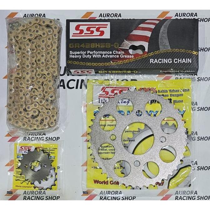 Gear Set SSS [ 428 ] Honda Sonic 150 R & Rantai SSS 428 Hsbt Gold