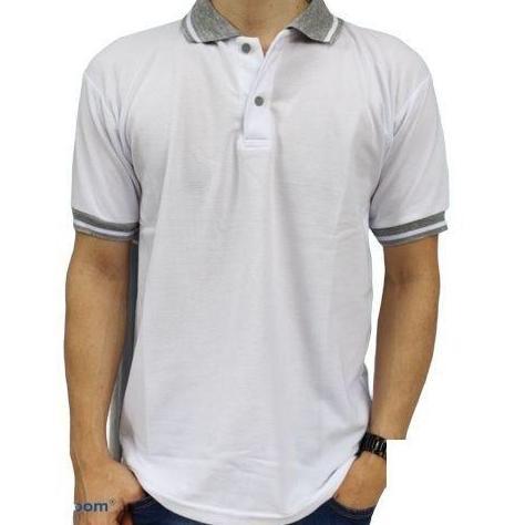 DR154 - Kaos Polo Shirt kombinasi Pria Warna Hitam Putih Merah Abu Hijau Kuning Bahan Lakoste Pique 