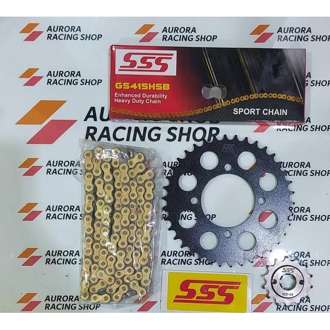 GEAR SET SSS BLACK CBR 150 R / SONIC 150 R & RANTAI SSS 415 HSB GOLD