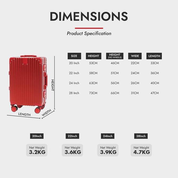 Walkz- Roaming Koper A055 Kabin Size 20 Inch Sd Bagasi Size 28 Inch Alumunium Frame Tsa Lock 4 Roda 