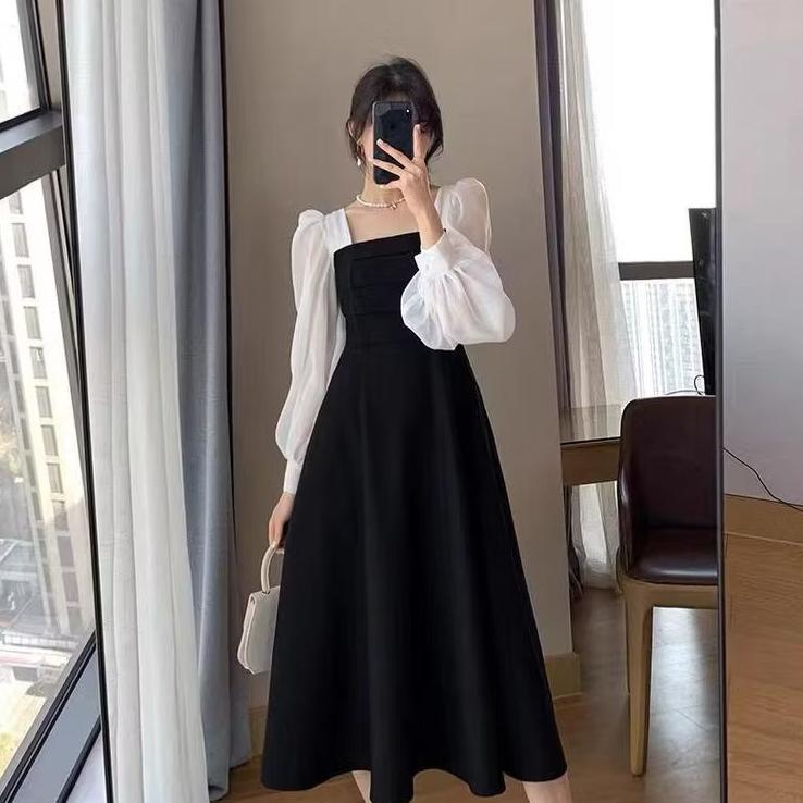 TERBARU Dress Party Korean Style Gaun Lengan Panjang