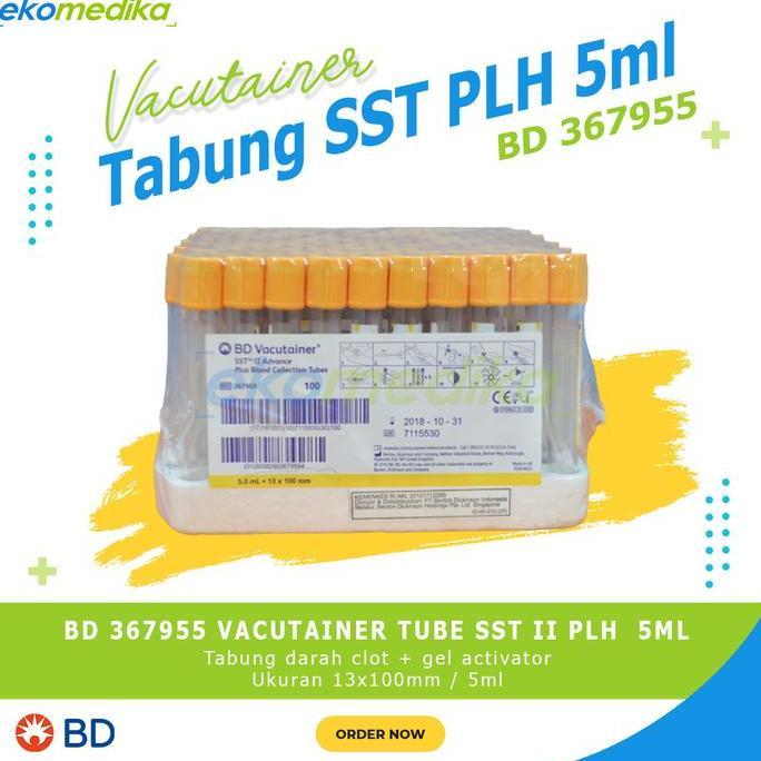 367955 BD Vacutainer Tabung SST II PLH 13X100 5ml Yellow / Clot Gell
