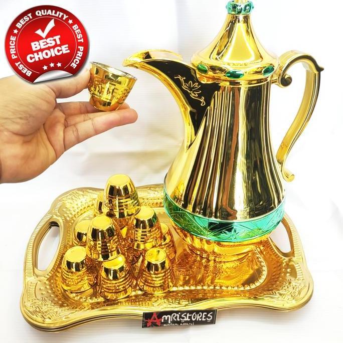 Essen- Gelas Zam Zam Gelas Cucing Kaca Warna Emas Gold Berkilau Cangkir Sloki Zamzam Mewah Exclusive