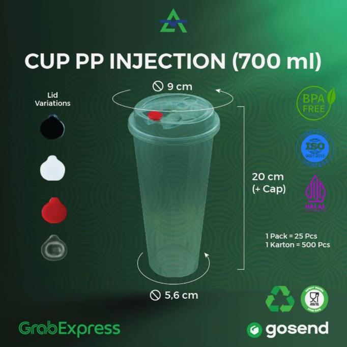 Nicht- 25Pcs - Set Pp Injection 22Oz / 700Ml - Cup Injection - Wingoh