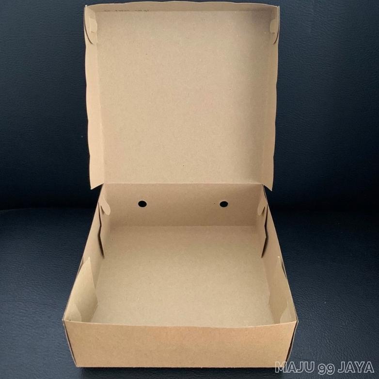 bestpromo dus kue / kotak makan nasi r8 18cm x 18cm x 7cm kraft cokelat (ketebalan 330gram) finishin