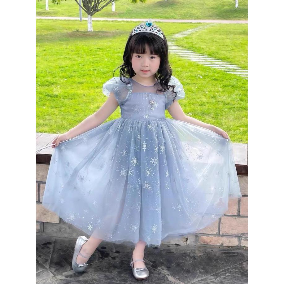 Kola_Stips9 - [Enchanted Princess]  2-12 Tahun Gaun Putri Elsa Untuk Anak Perempuan Musim Panas Baru