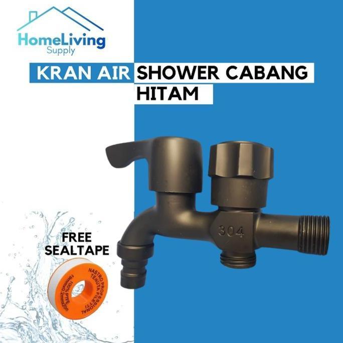Guidato- Kran Air Shower 2 Cabang - Hitam