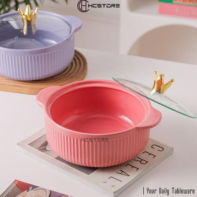 Essen- Hcstore Mangkok Tutup Besar Jumbo Warna 2 Liter Ukuran 28Cm Dengan Handle Tahan Panas Mangkuk