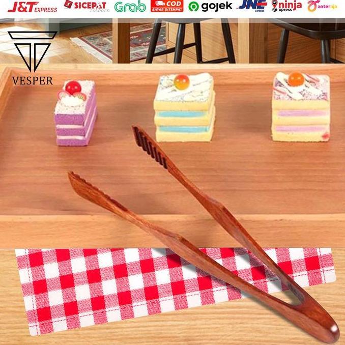 Cookwe- Wooden Food Tong Clip / Capitan Makanan Kayu Bbq Kue Roti Daging Sayur
