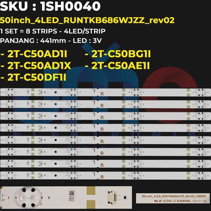 TERLARIS BACKLHT TV FOR 50 INCH 2T-C50AD1I 2T-C50AD1X 2T-C50DF1I 2T-C50BG1I 2T-C50AE1I 50INCH_4LED_R