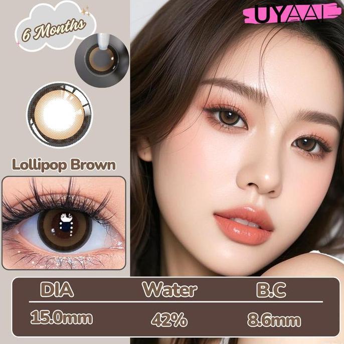 Cod,Bisa- [Minus 0.00S/D~6.00]Uyaai Softlens Diamonds /Lollipop Brown Black Lensa 15.0 Mm B Eyes Len