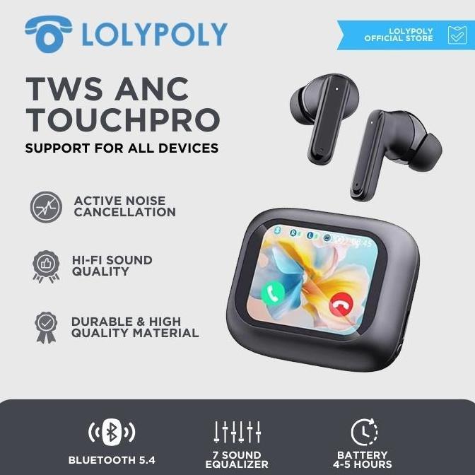 Grosir Lolypoly Earphone Wireless Touchpro With Led Active Noise Cancelling