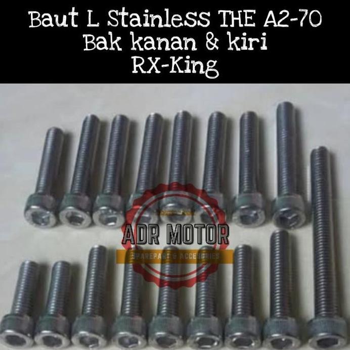 Baut L Stainless cover bak mesin full set kanan kiri RX king