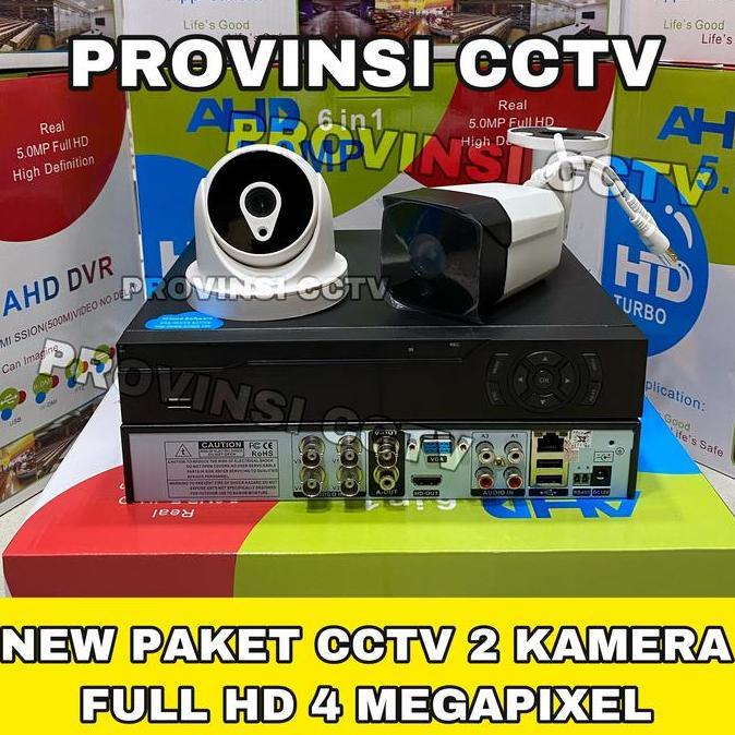 TERLARIS PAKET CCTV 4MP 4 CHANNEL 2 KAMERA FULL HD KOMPLIT