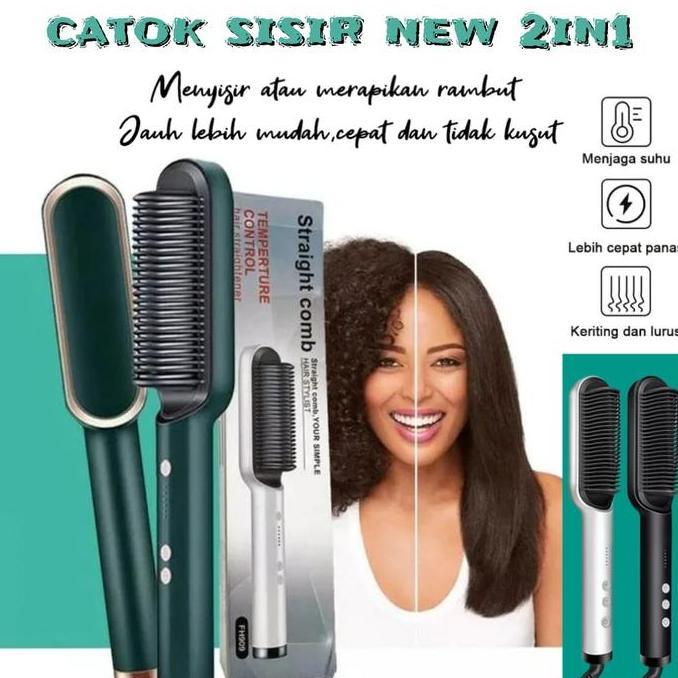 JAOPMAM NEW SISIR CATOK Pelurus Rambut 2in1 / Catok Keriting Lurus / Sisir Pelurus Rambut PROTOK