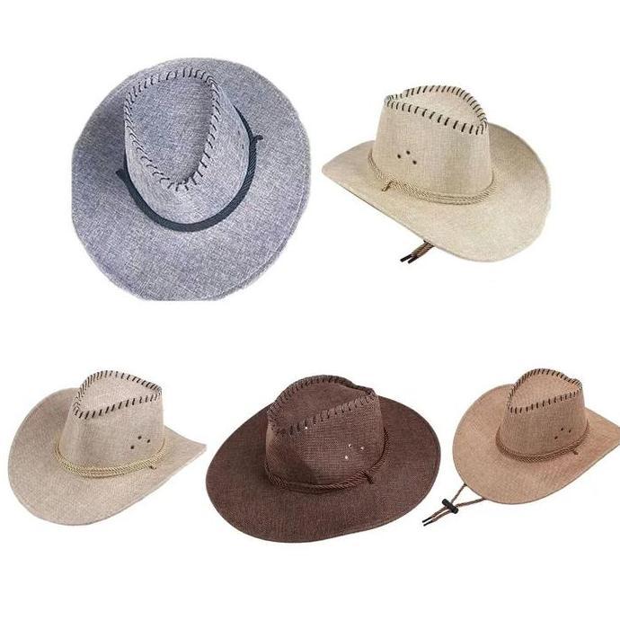 Topi Pria Topi Lebar Retro Topi Koboi Tambang Topi Pria Wanita