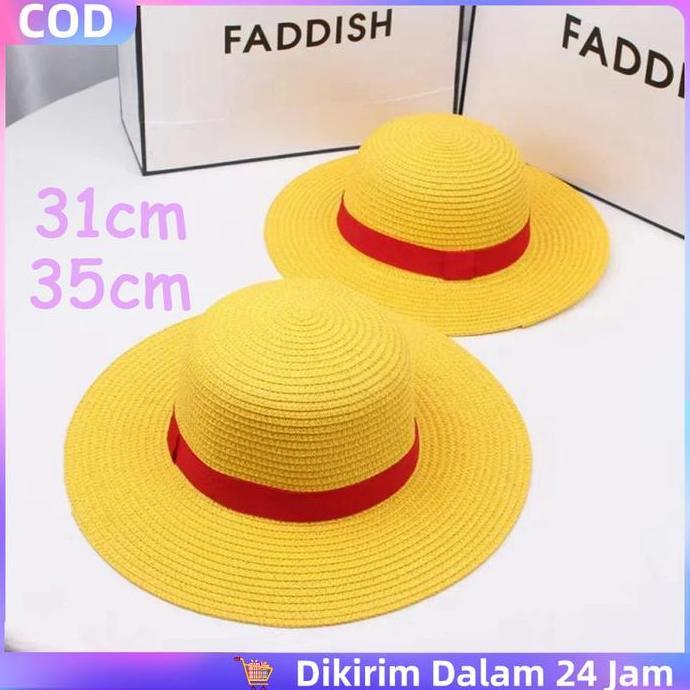 Promo 31/35Cm Topi Anyaman Topi Jarami Luffy Topi Jerami Straw Hat Luffy Topi Jerami Luffy One Piece