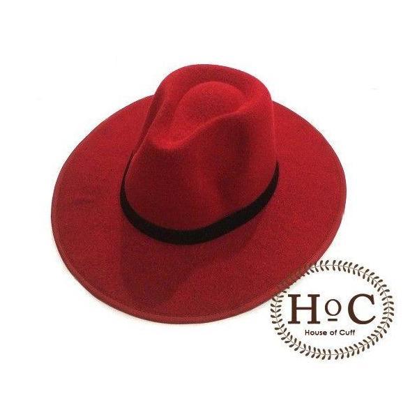 Promo Houseofcuff Fedora Wide Topi Lebar Maroon