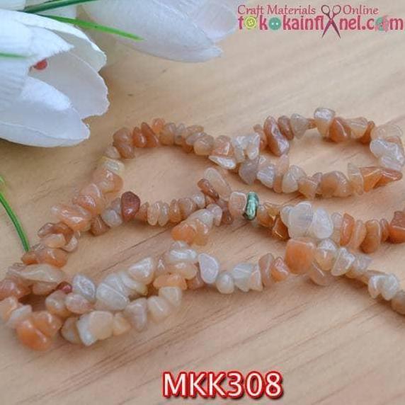Ready MKK308 Manik Kerikil Batu Kecil Cream Coklat ( 1 string 40cm)