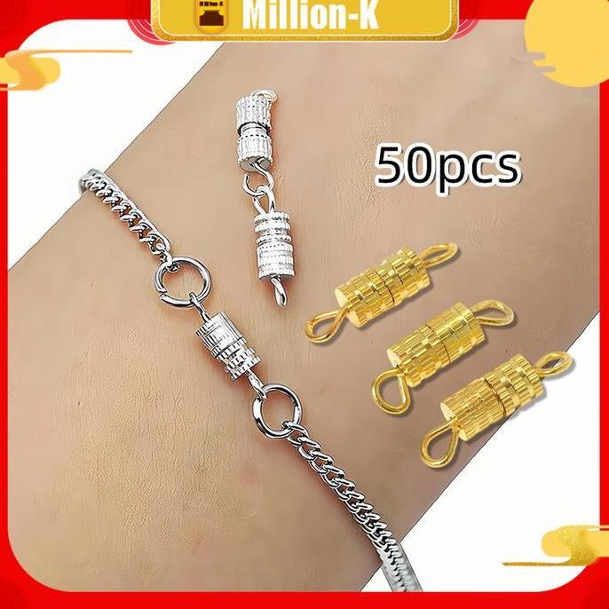 DZAWAO 50Pcs Pengait Kalung / Ulir Kalung Putar / Gelang Kait Ulir / Penyambung Kalung Gelang PROTOK